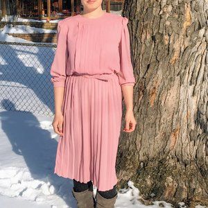 Pink Vintage R.E.O. Secretary Chic Pleated Dress